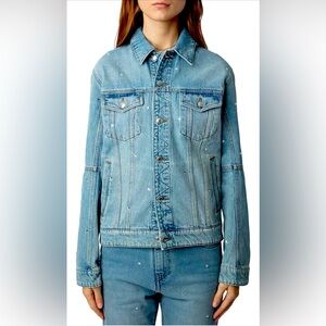 NWT Zadig & Voltaire Defile Womens Kasy Denim Eco Strass Jacket, size S